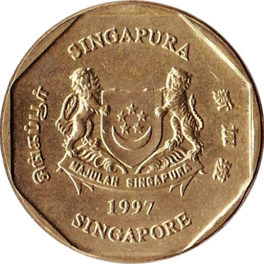 Singapore 1 Dollar - Ribbon Downwards(1992-2013)