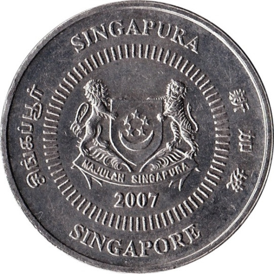Singapore 50 Cents - Allamanda Flower- Ribbon Downwards (1992-2013)