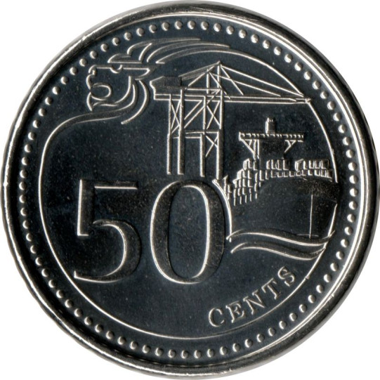 Singapore 50 Cents Unc- Port Of Singapore(2013-2019)